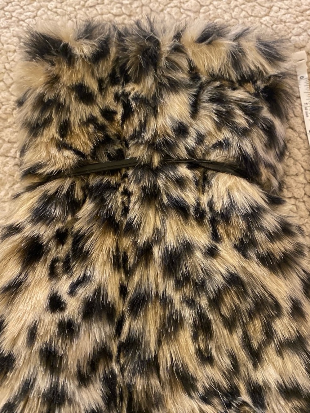 Faux Fur Leopard-Print Wine Bottle Holder/Pouch - Tan & Black